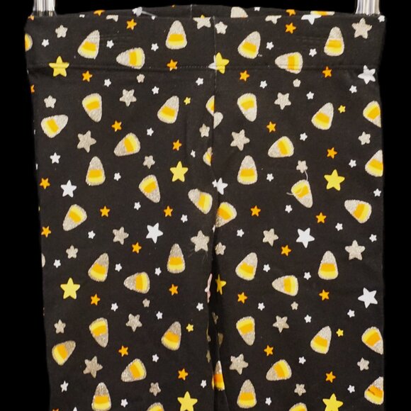 Spooky Night Candy Corn Black Pant Leggings Joggers Cotton Pull On Girl’s Small - Picture 2 of 4
